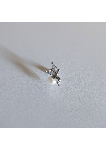 925 Ayar Gümüş Perili Piercing/küpe. Bar Uzunluğu 6mm fırsatları