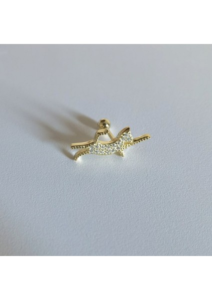 925 Ayar Gümüş Gold Kedi Piercing/küpe, Bar Uzunluğu 6mm fiyatları