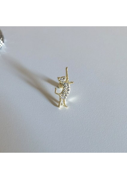 925 Ayar Gümüş Gold Kedi Piercing/küpe, Bar Uzunluğu 6mm modelleri