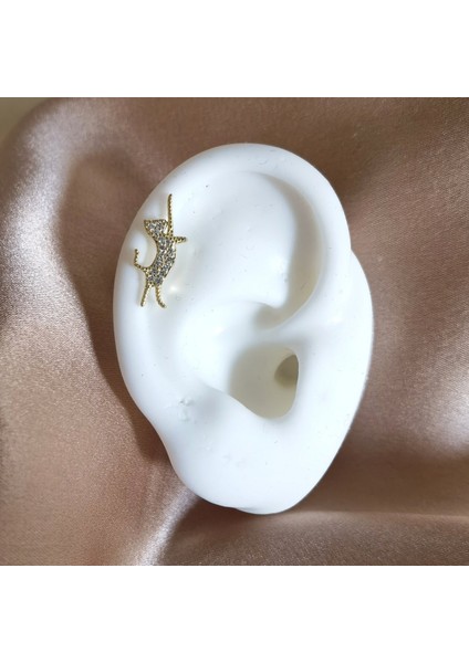 925 Ayar Gümüş Gold Kedi Piercing/küpe, Bar Uzunluğu 6mm fırsatları