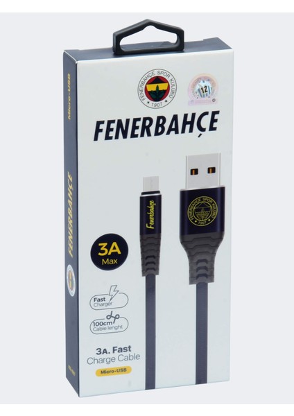 Fenerbahçe Lisanslı Micro USB Hızlı 3A Şarj Kablosu