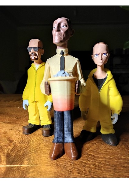 Breaking Bad Figür Set (Heisenberg-Jesse-Gustavo) 3'lü Fifür Dekoratif Figür