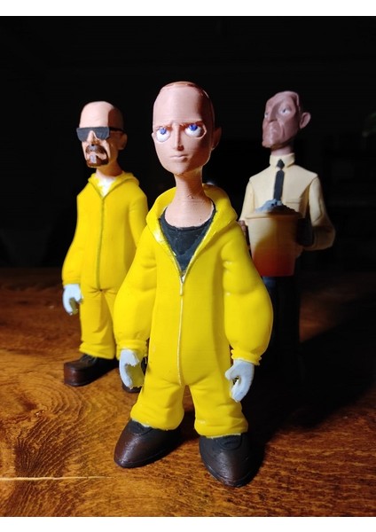 Breaking Bad Figür Set (Heisenberg-Jesse-Gustavo) 3'lü Fifür Dekoratif Figür