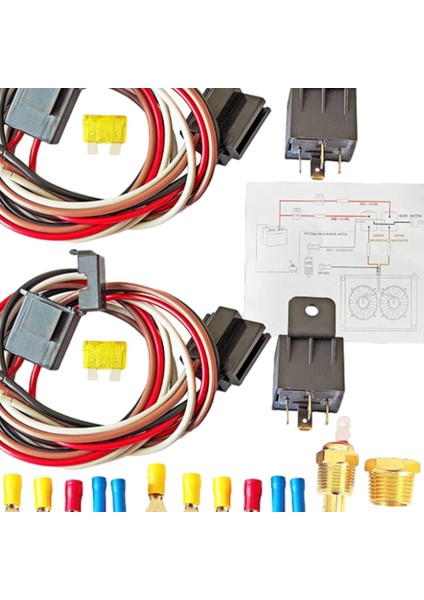40 Çift Elektrikli Fan Kablolama Kiti Fan Soğutma Koşum Araba Parçalarını Değiştirin (Yurt Dışından)