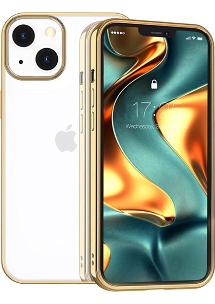 Apple iPhone 13 Uyumlu Arkası Şeffaf Kenarları Şerit Tasarım Telefon Kılıfı