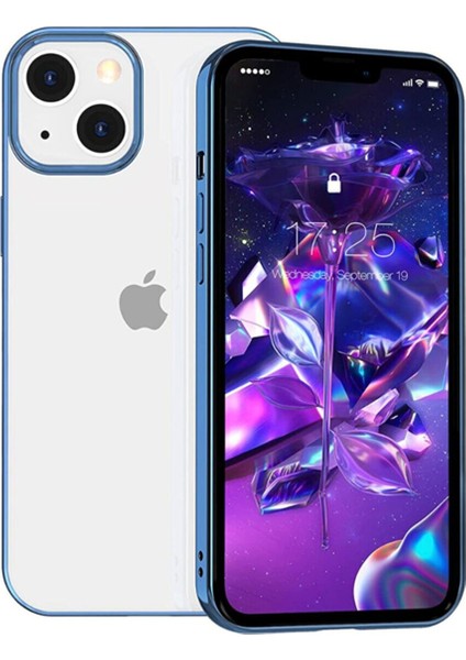 Apple iPhone 13 Uyumlu Arkası Şeffaf Kenarları Şerit Tasarım Telefon Kılıfı
