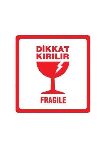 100X100 Kuşe Dikkat Kırılır 500 Lü Sarım Etiket