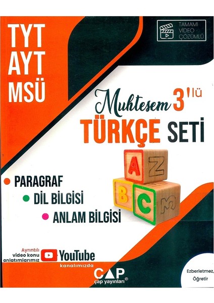 TYT-AYT-MSÜ Muhteşem 3'lü Türkçe Seti Paragraf-Dil Bilgisi-Anlam Bilgisi