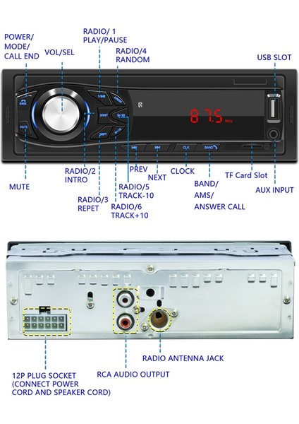 1030 Evrensel Araba Radyo Alıcısı Mp3 Çalar Siyah (Yurt Dışından)