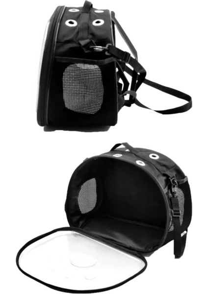 Elips Kedi Taşıma Çantası Siyah El ve Sırt Çantası 6 Hava Kanalı 2 Fileli Cep Kedi Taşıma Çantası modelleri