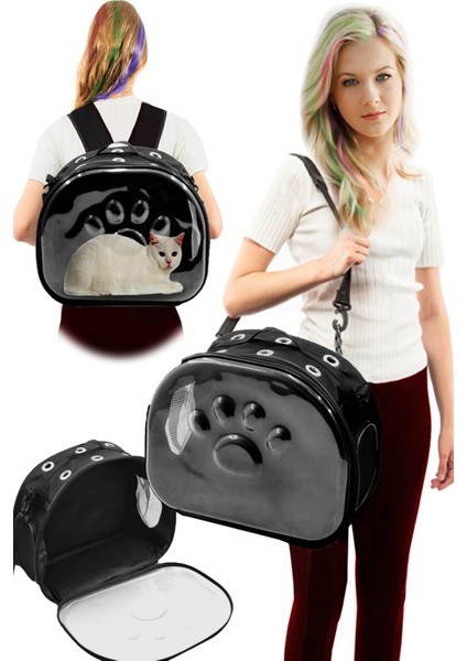 Elips Kedi Taşıma Çantası Siyah El ve Sırt Çantası 6 Hava Kanalı 2 Fileli Cep Kedi Taşıma Çantası fırsatları