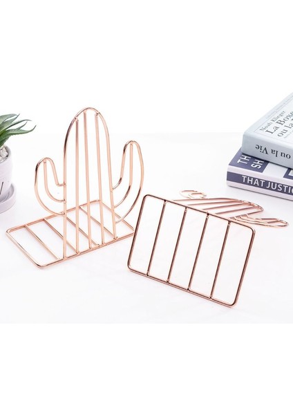 2 Adet / Çift Yaratıcı Kaktüs Şekilli Metal Bookends Kitap Desteği Standı Masası Organizatör Depolama Tutucu Raf | Bookends (Yurt Dışından)