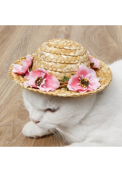 Çiçekli Hasır Şapka (Yurt Dışından)