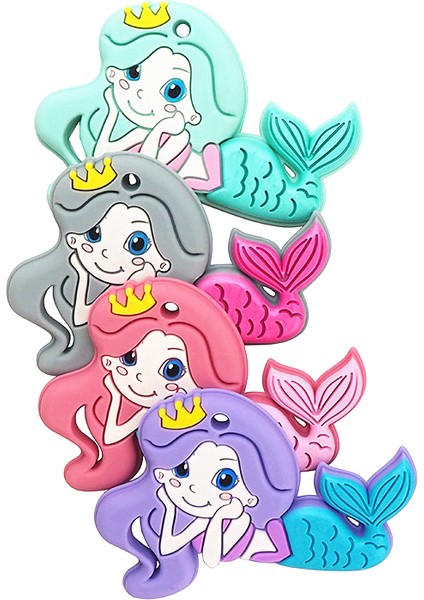 5 Adet Silikon Denizkızı Diş Memeleri Gıda Sınıfı Bebek Karikatür Emzik Duş Diş Çıkarma Hemşireliği Oyuncak Aksesuarları ler Bpa Ücretsiz | Bebek Dişlikleri (Renk Karışımı)(Yurt Dışından)