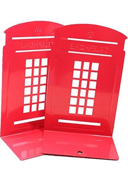 Ppyy 1 Çift Londra Telefon Kulübesi Tasarım Anti Skid Bookends Kitap Raf Tutucu Kırtasiye (Kırmızı) | (Yurt Dışından)