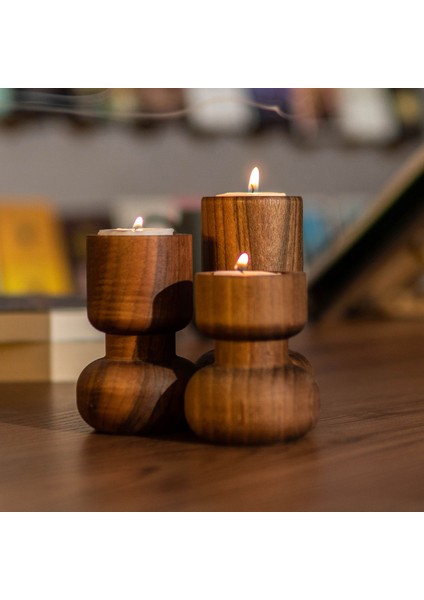 Dekoratif El Yapımı Üçlü Mumluk Seti