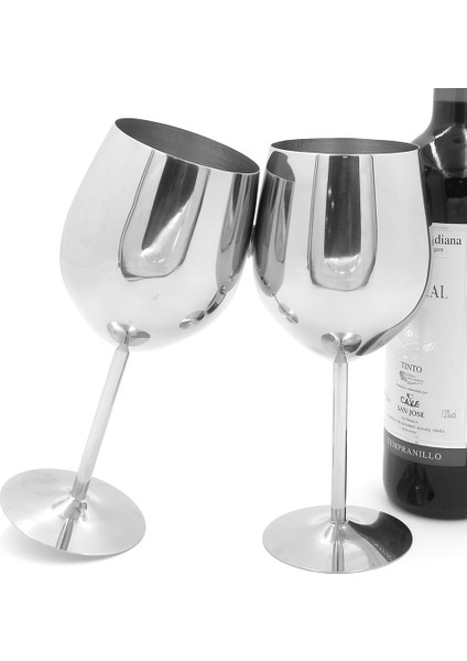 2 Adet Yüksek Kalite Paslanmaz Çelik Kadeh High End Kırmızı Şarap Kadehi Ev Bar Içme Cam Bardak Bardağı | Kupalar (Gümüş) (Yurt Dışından)