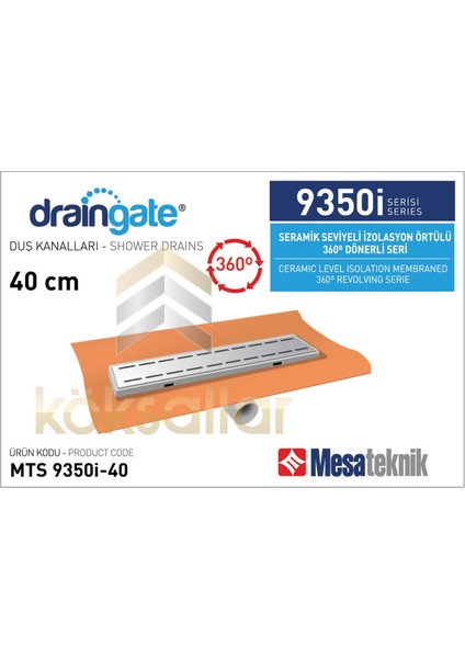 Mesa Teknik Izolasyon Örtülü Süzgeç Duş Kanalı 40 cm Mts 9350İ-40