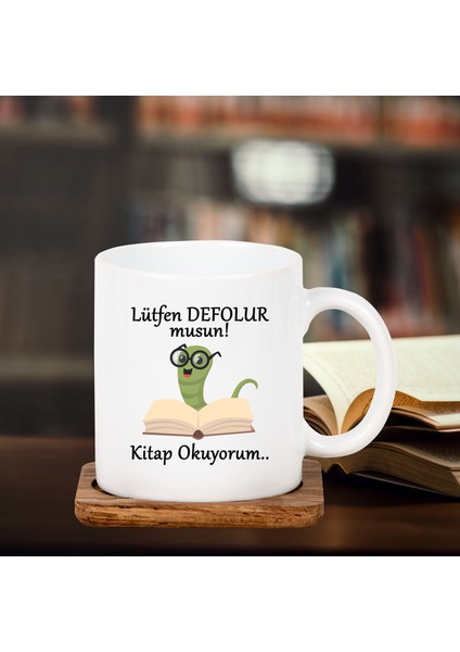 Lütfen Defolur Musun Sözlü Kupa / Kitap Kurdu Tasarımlı Kupa