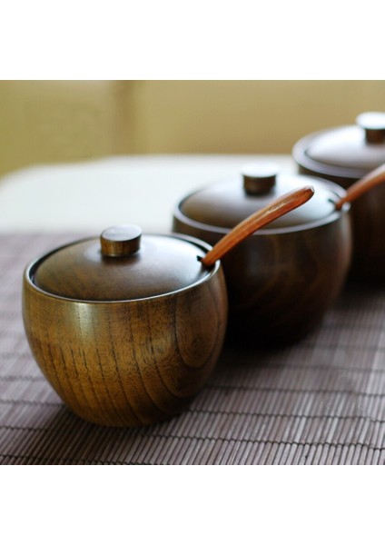 1 Adet Baharat Kavanoz Baharat Can Kapağı Kaşık İle Şeker Kase Ahşap Baharat Kutusu Mutfak Aracı Tuz Saklama Kutusu Mutfak Şeker Pot | Şeker Ve Krema Tencere (Yurt Dışından)