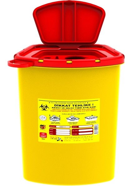 1 3 Lt Tıbbi Atık Kutusu 10 Adet TA00130