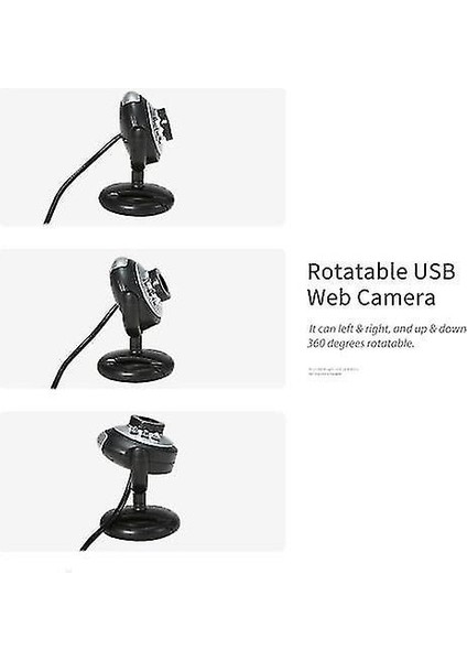 640P Webcam Mikrofon ile Canlı Webcam 360 Derece Dönebilen USB Web Kamera Pc Dizüstü Bilgisayar (Yurt Dışından)