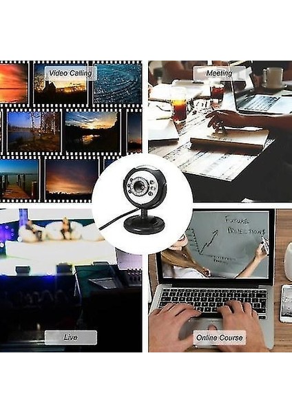 640P Webcam Mikrofon ile Canlı Webcam 360 Derece Dönebilen USB Web Kamera Pc Dizüstü Bilgisayar (Yurt Dışından)