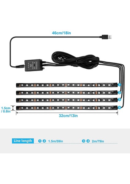 Araba Led İç Işık Şeridi (72 Led) Rgb Atmosfer Işık (Yurt Dışından) fiyatları
