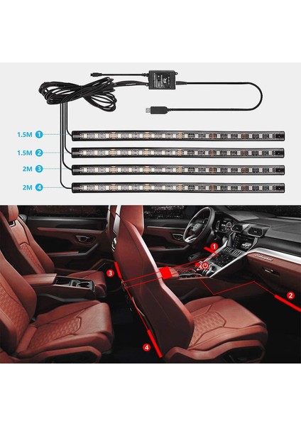 Araba Led İç Işık Şeridi (72 Led) Rgb Atmosfer Işık (Yurt Dışından) fırsatları