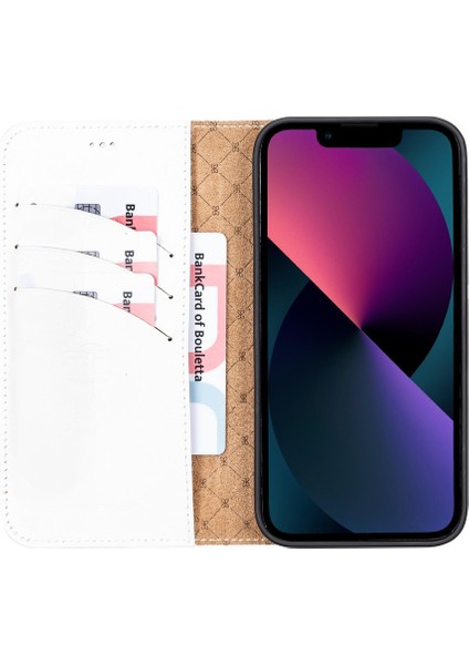 Apple iPhone 13 Pro Max Uyumlu Deri Cüzdanlı Kılıf F3 Beyaz modelleri