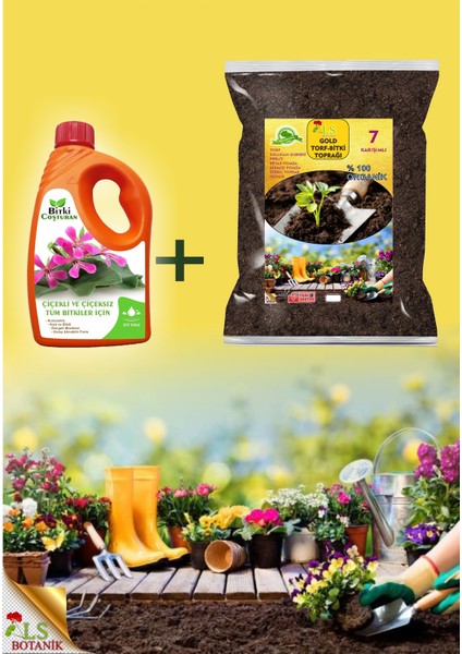 LS BOTANİK Çiçekli & Çiçeksiz Bitki Besini +7 Li Gold Torf 3,5 Litre