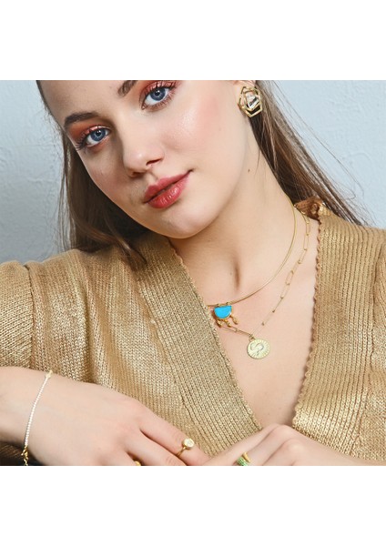 Gold Yılan Madalyon Kolye fiyatları