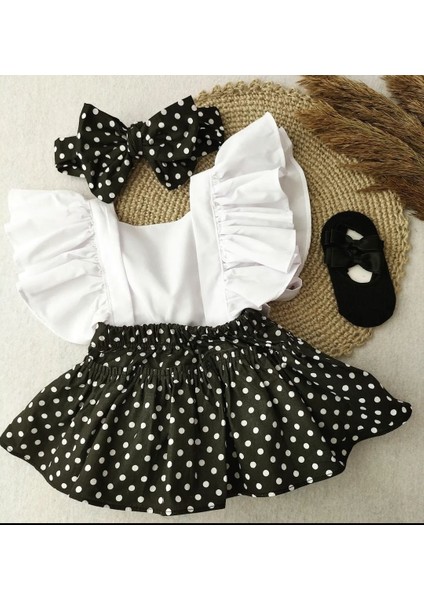 Kız Bebek Bandana ve Çorap Etek Tulum Slopet Takım