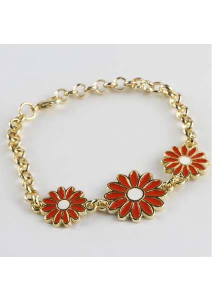 Papatya Figürlü Zincir Bileklik Kadın Moda Takı Tasarım Hediyelik Aksesuar