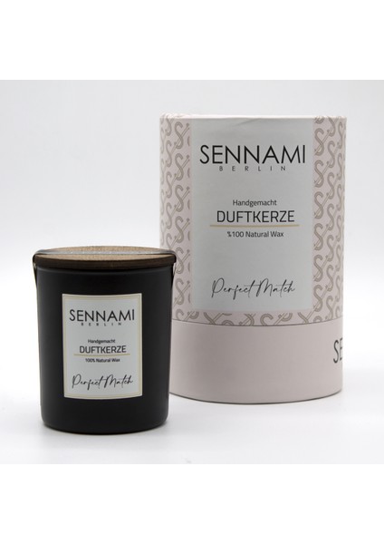 Sennamı Berlin El Yapımı Kokulu Soya Mum Perfect Match Mat Siyah 560GR Luxury