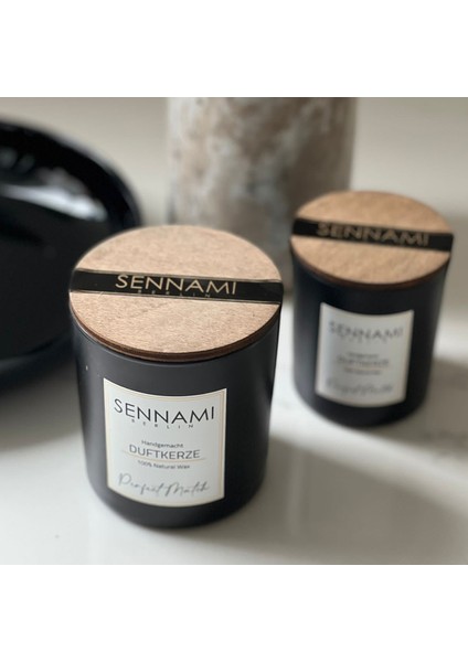 Sennamı Berlin El Yapımı Kokulu Soya Mum Perfect Match Mat Siyah 560GR Luxury