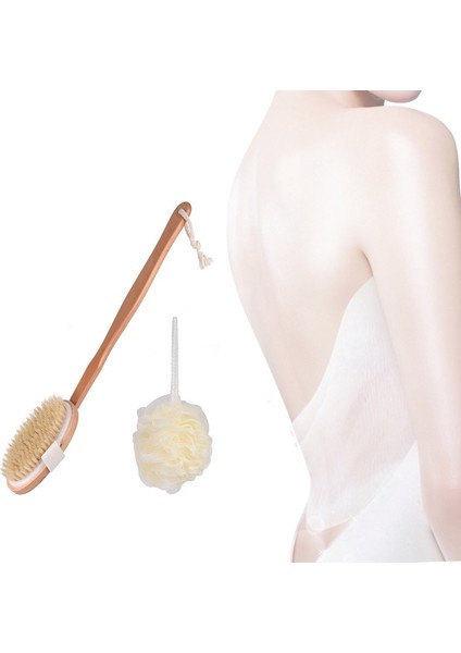 2 Adet / Takım Duş Buketi Sırt Fırçası Banyo Vücut Fırçası Uzun Ahşap Saplı Sırt Scrubber modelleri