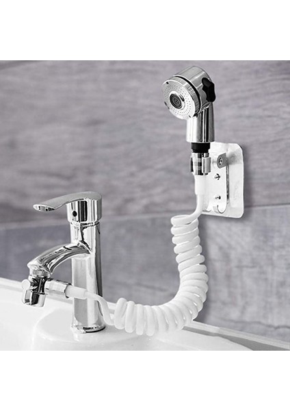 Geri Çekilebilir Duş Hortumu Tuvalet Lavabo Uzatma Şampuan Artefakt El Küçük Nozullu Şampuan Standlı