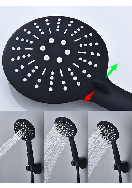Su Tasarruflu Duş Başlığı Yüksek Basınçlı Banyo Üç Hızlı Anahtar Banyo Püskürtücü El Duş Başlığı Siyah(Yurt Dışından) fırsatları