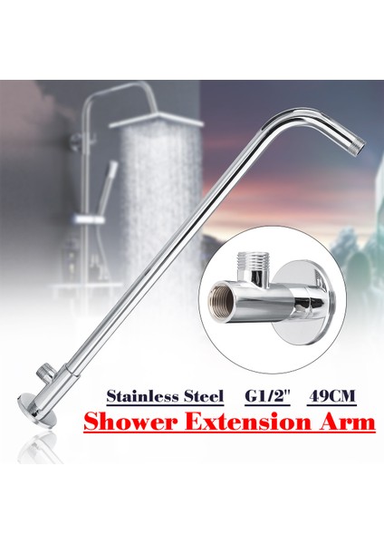 Paslanmaz Çelik Duvar Duş Başlığı Uzatma Borusu Uzun Kola Monte Banyo+Baza fiyatları