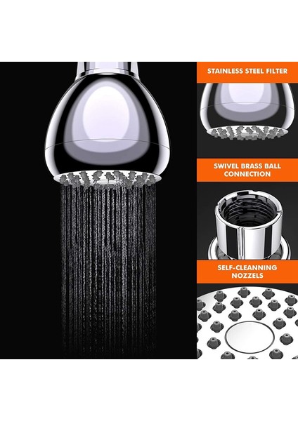 Gümüş Yüksek Basınçlı Duş Başlığı 3 Inç Tıkanma Önleyici Sızdırmaz Sabit Krom Duş Başlığı(Yurt Dışından) indirimleri