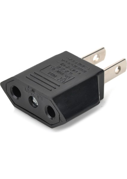 Yuvarlak - Düz Elektrik Fişi Dönüştürücü - Siyah