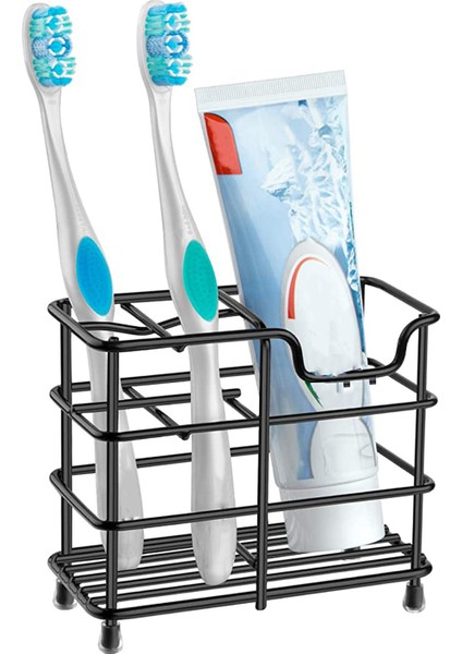 Diş Fırçası Tutacağı, Küçük Paslanmaz Çelik Diş Macunu Tutacağı Beş Bölmeli Banyo Aksesuarları Organizatörü, Siyah modelleri