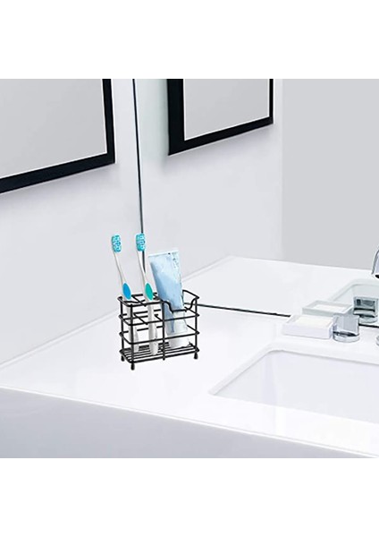 Diş Fırçası Tutacağı, Küçük Paslanmaz Çelik Diş Macunu Tutacağı Beş Bölmeli Banyo Aksesuarları Organizatörü, Siyah indirimleri