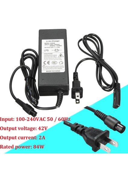 Aracı 42V 1.5A Abd Tak Güç Şarj Adaptörü 2 Tekerlek Kendinden Dengeleyici Scooter Için
