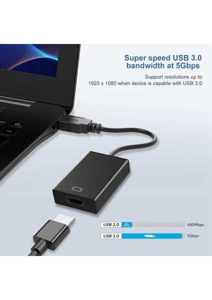 Guangdong Spirit USB 3.0 - HDMI Adaptörü, USB - HDMI Adaptörü Pc Dizüstü Projektör Için Full Hd Video Ses Çoklu Ekran Dönüştürücü