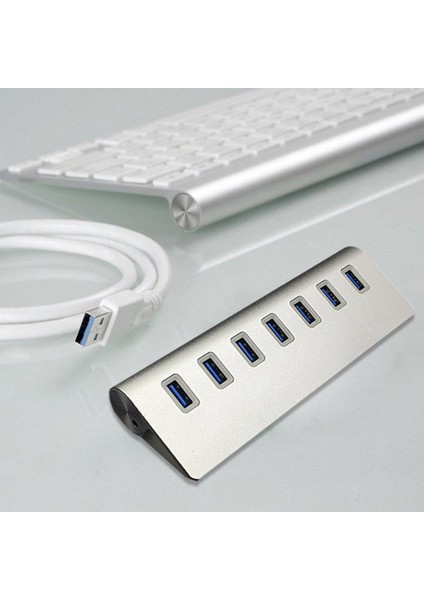 7 Bağlantı Noktalı USB 3.0 Hub & AC Güç Adaptörü - Gümüş (Yurt Dışından)