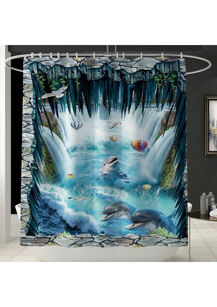 1 Takım 180X180CM Yunus Baskı Dayanıklı Banyo Perdesi ve 1 Adet Vantuzlu Yer Sifonu Kapak Kanalizasyon Saç Filtresi modelleri