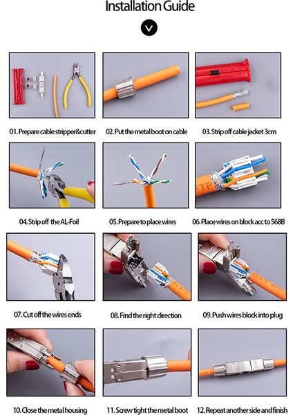 Guangdong Spirit Cat7 RJ45 Kablo Uzatma Konnektörü - Gümüş (Yurt Dışından)