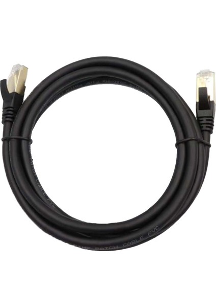 2 Adet Siyah 1 Metre Cat8 Ethernet Kablosu Cat8 Ağ Jumper